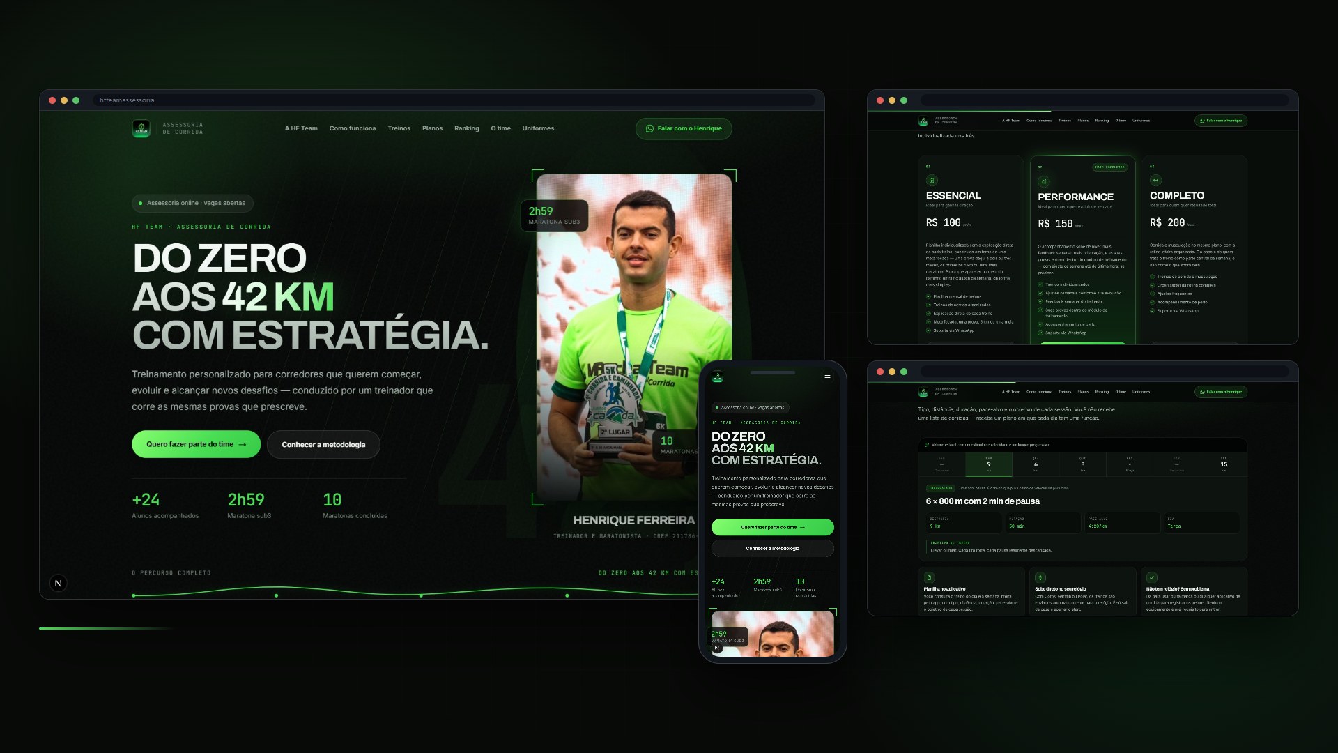 Site de assessoria de corrida com ranking configurável e identidade própria