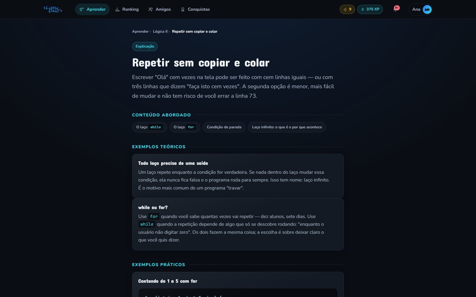 Explicação do submódulo, nos cinco blocos que o TCC especificava
