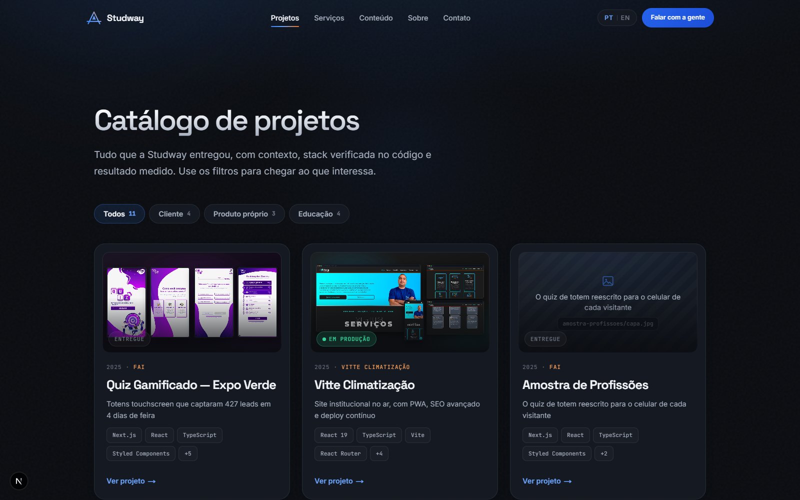 Catálogo completo com filtros