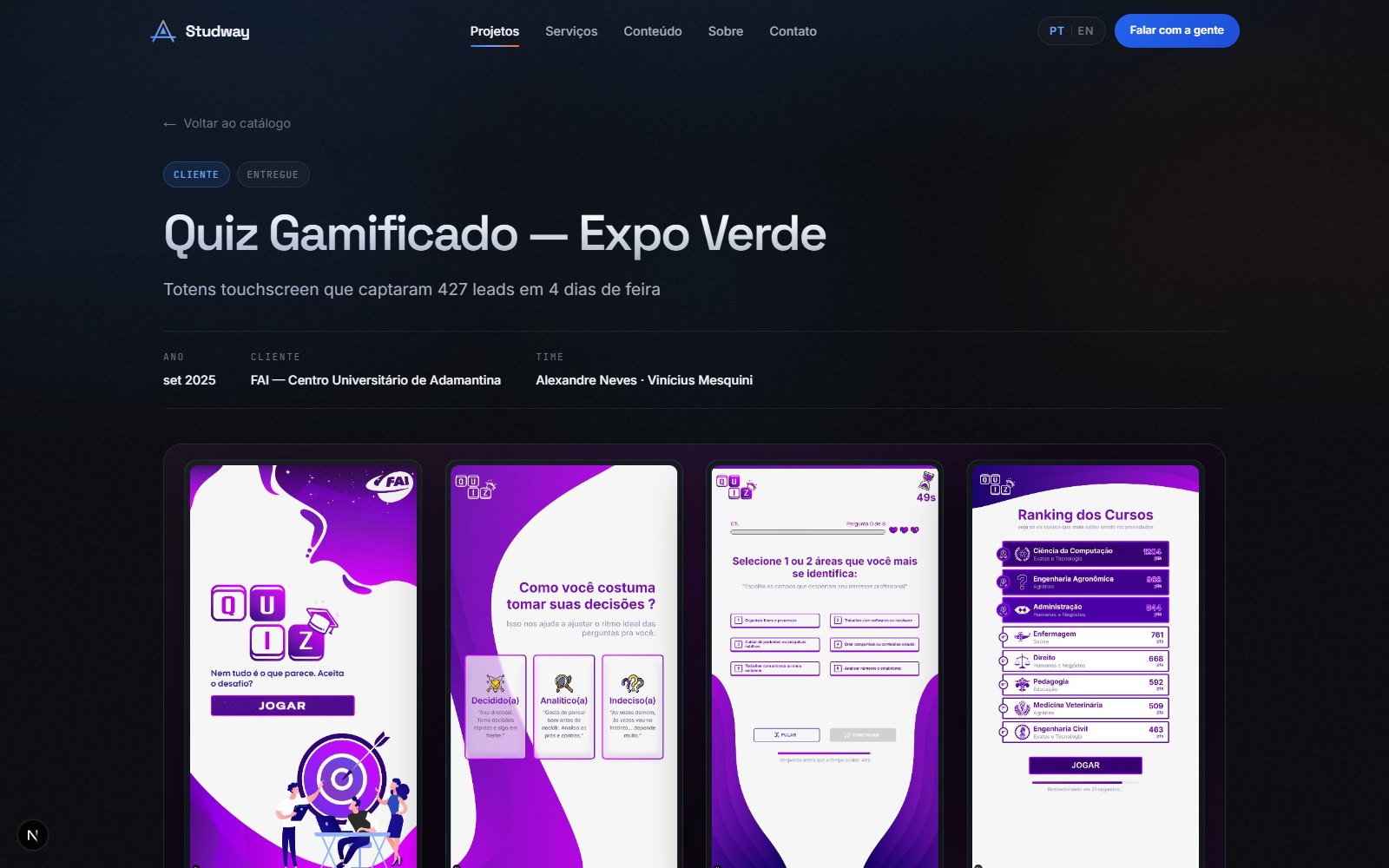 Página de projeto, com galeria